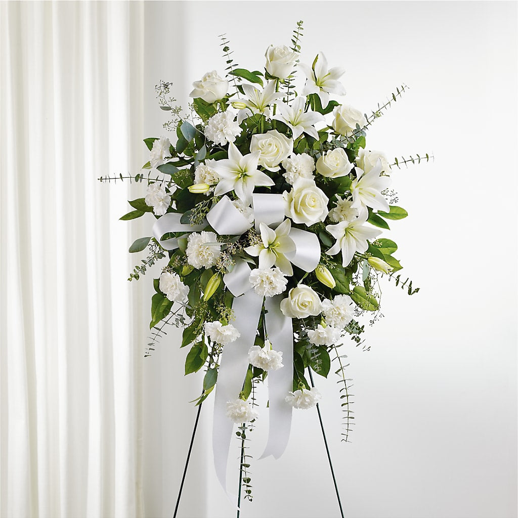 With Care Standing Spray – Columbia Florist, Bronx NY
