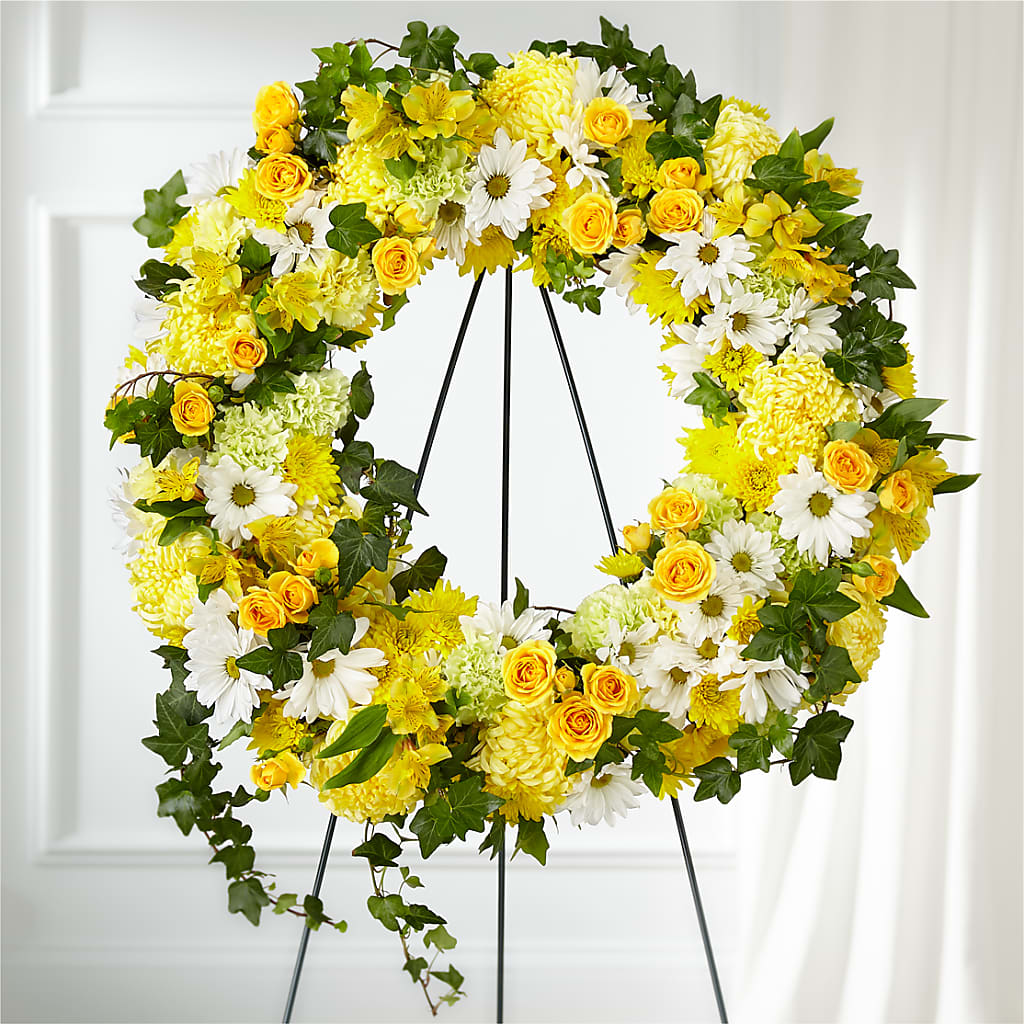 Golden Remembrance Wreath –  Columbia Florist, Bronx NY