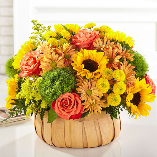 Harvest Sunflower Basket – COLUMBIA FLORIST, Bronx NY